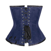Royal Blue Satin Burlesque Steel Boned Steampunk Overbust Corset